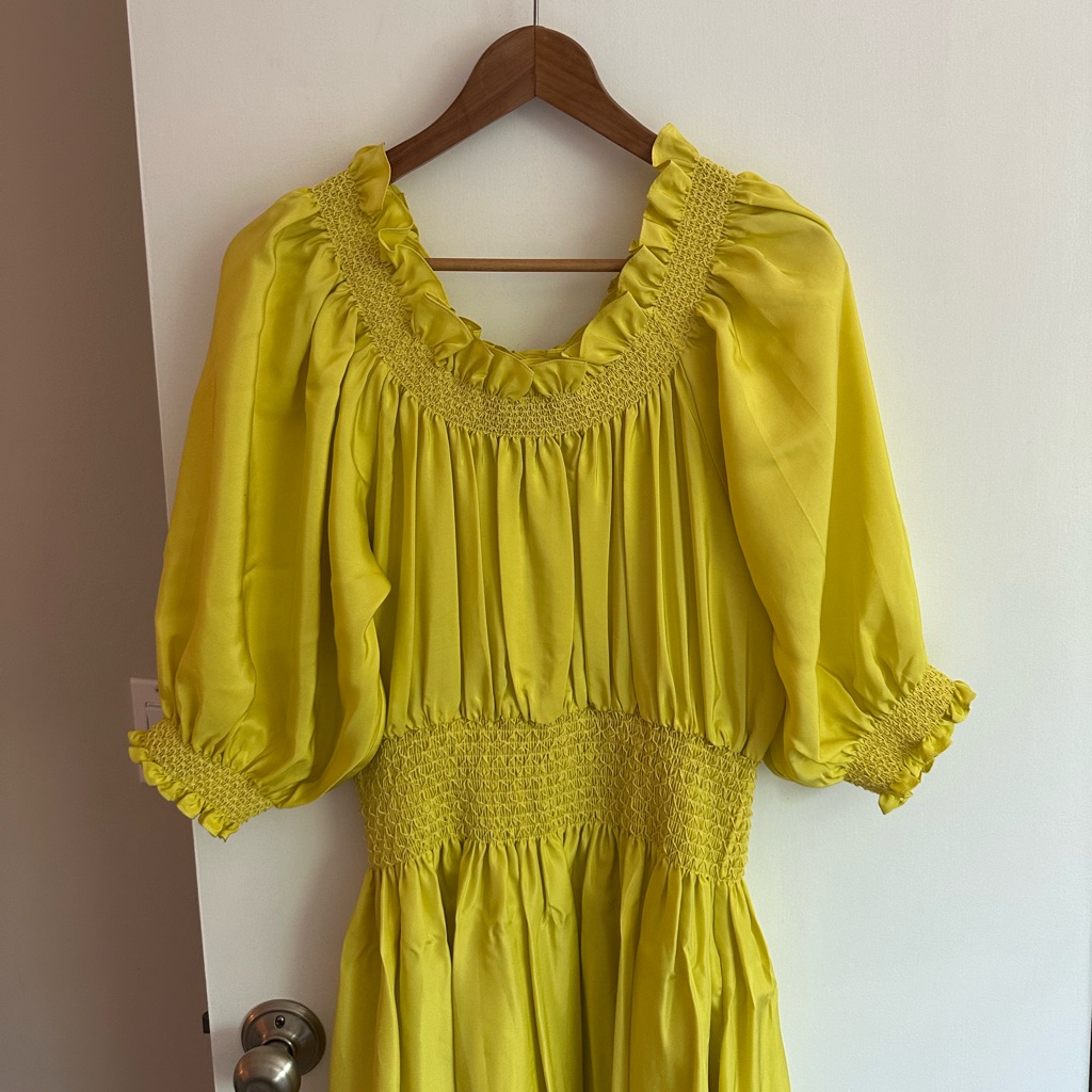 Cynthia Rowley Chartreuse Silk Lena Dress